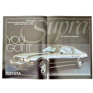 1979 Toyota Celica Supra Powerful Pleasure Vintage Print Ad 16"x10" 70s Wall Art